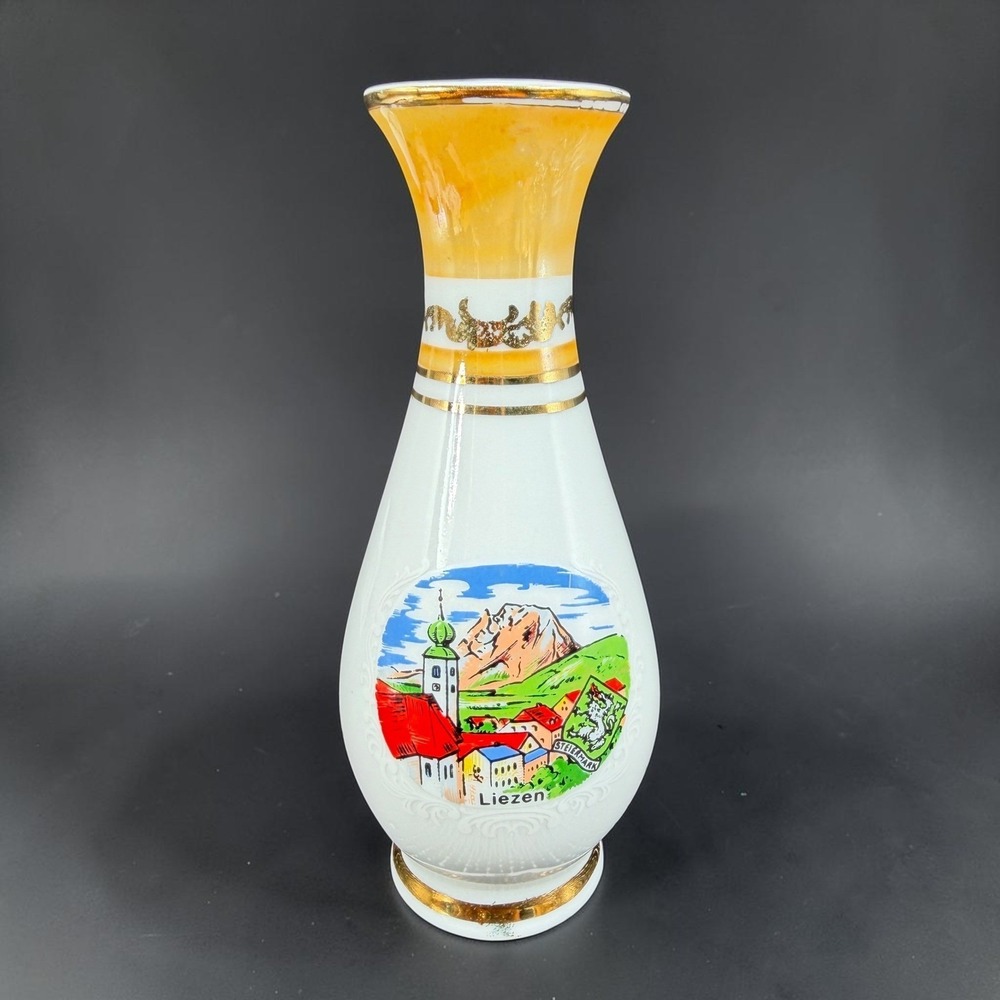 Kurt Willner Klagenfurt Austria Liezen Steiermark Souvenir Bud Vase Gold Gilt